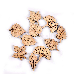 50pcs découpes en forme de feuille de bois non finies sur le thème de la plante&nbsp;WOCR-PW0003-01