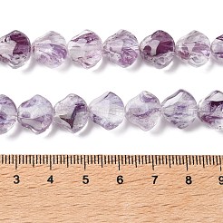 内側の花の手作りランプワークビーズ連売り  シェル形状  パープル  11x12x7mm  穴：1mm  約24個/連  10.24インチ（26cm）&nbsp;LA-CBA3F7A-02E