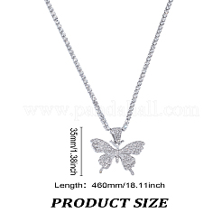 1 шт. ожерелье из сплава с подвеской в виде бабочки из кристаллов и страз для женщин&nbsp;NJEW-LP0001-84