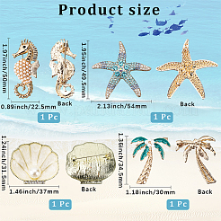 4 шт. 4 стиля броши из сплава со стразами на морскую тематику для рюкзака JEWB-CY0001-01