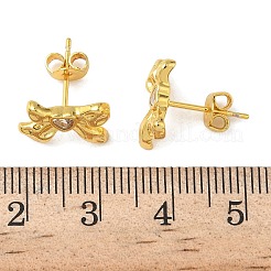 Boucles d'oreilles à tige en laiton micro pavé de zircones cubiques transparentes&nbsp;EJEW-A145-02B-G
