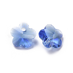 ガラスのラインストーンチャーム  多面カット  スモモの花  サファイア  7.5x8x4.5mm  穴：1mm&nbsp;RGLA-L020-A-206MO