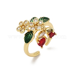 Манжеты из латуни с микро паве кубический цирконий для женщин RJEW-F182-08A-G