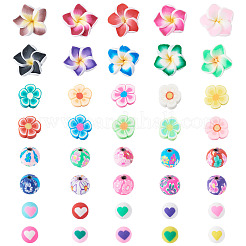 200 Stück 4 Stile handgemachte Polymer Clay Blumen Pflaumenblüten Perlen&nbsp;CLAY-TA0002-05