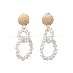 Серьги-гвоздики с латунной раковиной и жемчугом EJEW-TA00686