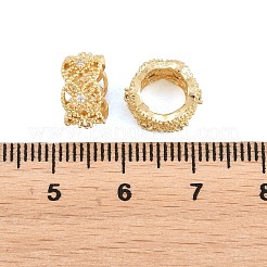 Blumenförmige Messingperlen mit klaren Zirkonia-Steinen im europäischen Stil&nbsp;KK-B186-06G