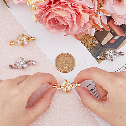 4 комплект 2 цвета стойка покрытие цветок латунь паве прозрачный кубический цирконий складные застежки&nbsp;KK-FH0006-91