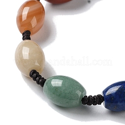 Bracelets ovales en perles tressées avec pierres précieuses naturelles mélangées&nbsp;BJEW-H239-05