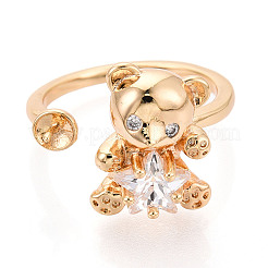 Оправы для колец-манжет из латуни с микропаве из прозрачного кубического циркония KK-T076-32G