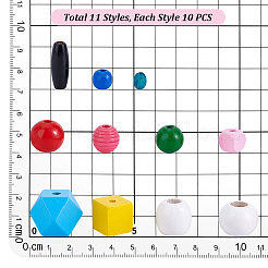 380шт 11 стиля бусины из натурального дерева WOOD-PH0003-35