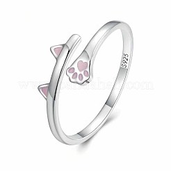 Кольца-манжеты с эмалевым покрытием из стерлингового серебра с принтом кошачьей лапки 925 шт. FS-WG89A7D-01