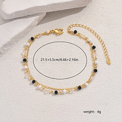 Элегантные двухслойные браслеты на ногу из латуни и стекла с геометрическим узором для женщин&nbsp;VR7798