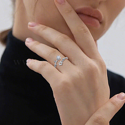 4 шт. 2-цветные кольца-манжеты из сплава с микропаве из прозрачного кубического циркония для женщин&nbsp;RJEW-GO0001-10