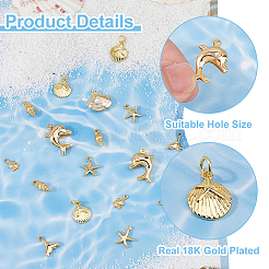 Тема морских организмов 21 шт 7 стиля латунные подвески&nbsp;KK-HS0015-53