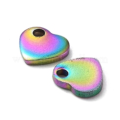 304ステンレススチールチャームイオンプレーティング（IP）  空白タグのスタンプ  ハート  虹色  5x6x1mm  穴：1mm&nbsp;STAS-L234-045A-RC