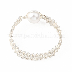 Женские перстни с круглыми жемчужинами-ракушками RJEW-JR00950-02