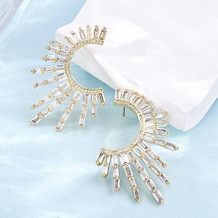 Серьги-гвоздики с кубическим цирконием в виде солнца EJEW-G341-07G