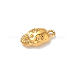 ハロウィン 304 ステンレススチールチャーム  スカルチャーム  ゴールドカラー  13.5x7x3.5mm  穴：1.2mm&nbsp;STAS-C138-06B-G