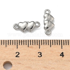 304ステンレススチール製カップルハートリンクコネクターチャーム  変色しない  ステンレス鋼色  5x12.5x2.5mm  穴：1mm&nbsp;STAS-D211-14C-P