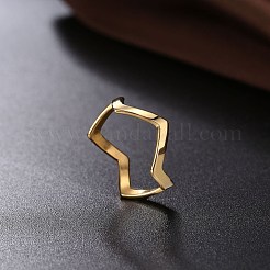 女性用ステンレス指輪  波  ゴールドカラー  usサイズ6（16.5mm）&nbsp;RJEW-BB19772-6G