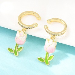 Orecchini a polsino in ottone con zirconi cubici trasparenti per San Valentino&nbsp;EJEW-Z164-09G