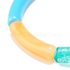 Braccialetto elastico con perline in tubo curvo acrilico&nbsp;BJEW-JB07980-04