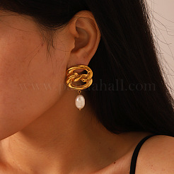 Pendientes colgantes de perlas de agua dulce de acero inoxidable 304 para mujer&nbsp;VW9874
