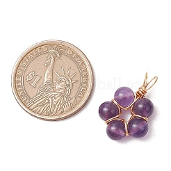 Подвески из натурального розового кварца/аметиста/сердолика/зеленого авантюрина/кварца с круглыми бусинами&nbsp;PALLOY-JF03468