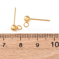 Круглые латунные серьги-гвоздики&nbsp;KK-C157-23G