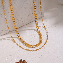 Минималистичные двухслойные ожерелья из нержавеющей стали 304 Figaro с цепочкой&nbsp;NG6941