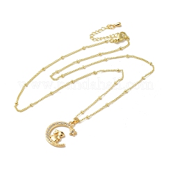 Ожерелья с подвесками из латуни с прозрачным фианитом и прозрачным фианитом NJEW-K269-05G-07