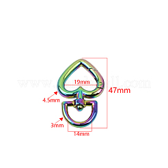 レインボーカラー亜鉛合金スイベルカニカン  スイベルスナップフック  ハート  47mm&nbsp;PURS-PW0005-069M
