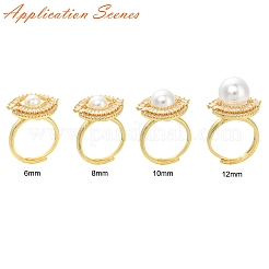 Bague réglable en laiton rond plat avec micro pavé de zircones cubiques&nbsp;KK-K297-06G