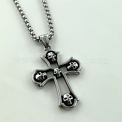 Ожерелья с подвеской в виде черепа и креста в стиле панк из хирургической нержавеющей стали 316 для мужчин&nbsp;OQ7768