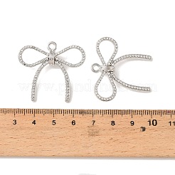合金ラインストーンペンダント  ちょう結びのチャーム  プラチナ  32x35x7mm  穴：2.5mm&nbsp;FIND-E059-01P