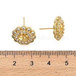 Фурнитура для сережек-гвоздиков из латуни с микропаве из прозрачных кубических цирконий KK-D102-07G
