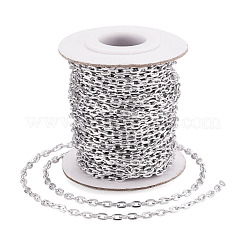 アルミニウムアズキチェーン  溶接されていない  フラットオーバル  スプールで  銀  4.6x3.1x0.8mm  約10m /ロール&nbsp;CW-TAC001-01