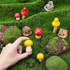 2 ensemble de 2 décorations de maison en bois en forme de champignon de couleurs&nbsp;DJEW-GA0001-19