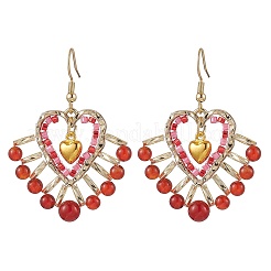 Стекло бисер болтающиеся серьги EJEW-MZ00330