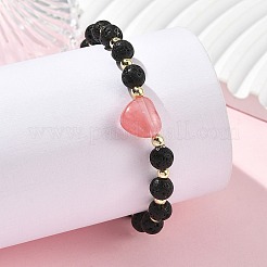 Pulseras elásticas con cuentas de piedras preciosas naturales mixtas y hematita sintética no magnética.&nbsp;BJEW-JB14008