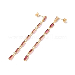 Прямоугольные серьги-гвоздики с кубическим цирконием EJEW-P206-03G-03