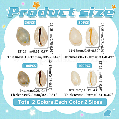 260 шт. 4 вида бусин из ракушек каури&nbsp;SSHEL-WR0001-01