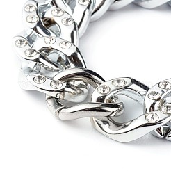 手作りのカーブチェーンブレスレット＆ネックレスセット  ccbプラスチックラインストーンリンキングリング付き  304ステンレスゲートリング  銀  8-5/8インチ（22~50cm）  2個/セット&nbsp;SJEW-JS01202