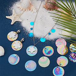 42 шт. подвески из натуральной ракушки капиз&nbsp;SSHEL-SC0001-44