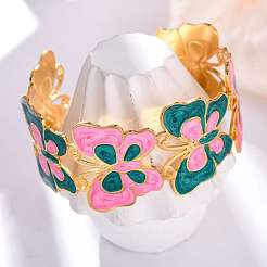 Brazaletes de acero inoxidable 304 con esmalte para mujer&nbsp;BJEW-P347-01G-A