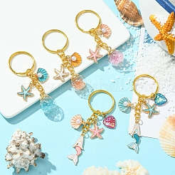 合金エナメルキーホルダー  鉄パーツ  人魚  ピンク  8.2cm&nbsp;KEYC-FS00004