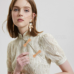 24 шт. 6 стиля застежки-кнопки из сплава в китайском стиле с цветочным узором FIND-GA0003-16