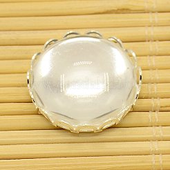 Cabochon bases de latón y redondas plana cabochons de cristal claros transparentes&nbsp;KK-X0003-S-RS