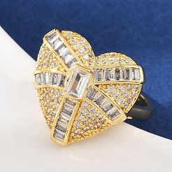 Регулируемые манжетные кольца с микропаве из кубического циркония из латуни RJEW-C139-11G