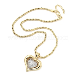 Collane con ciondolo a forma di cuore in ottone micro pavé di zirconi cubici trasparenti per donna&nbsp;NJEW-S385-04B-G